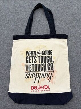 Del Sol Color Change Canvas Tote Bag - Navy & Cream Beach Vacation Tropical